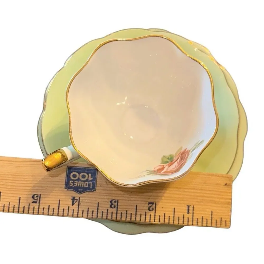 Vintage Queen Anne Fine Bone China Teacup, Saucer, & Tea Plate Trio Pastel green